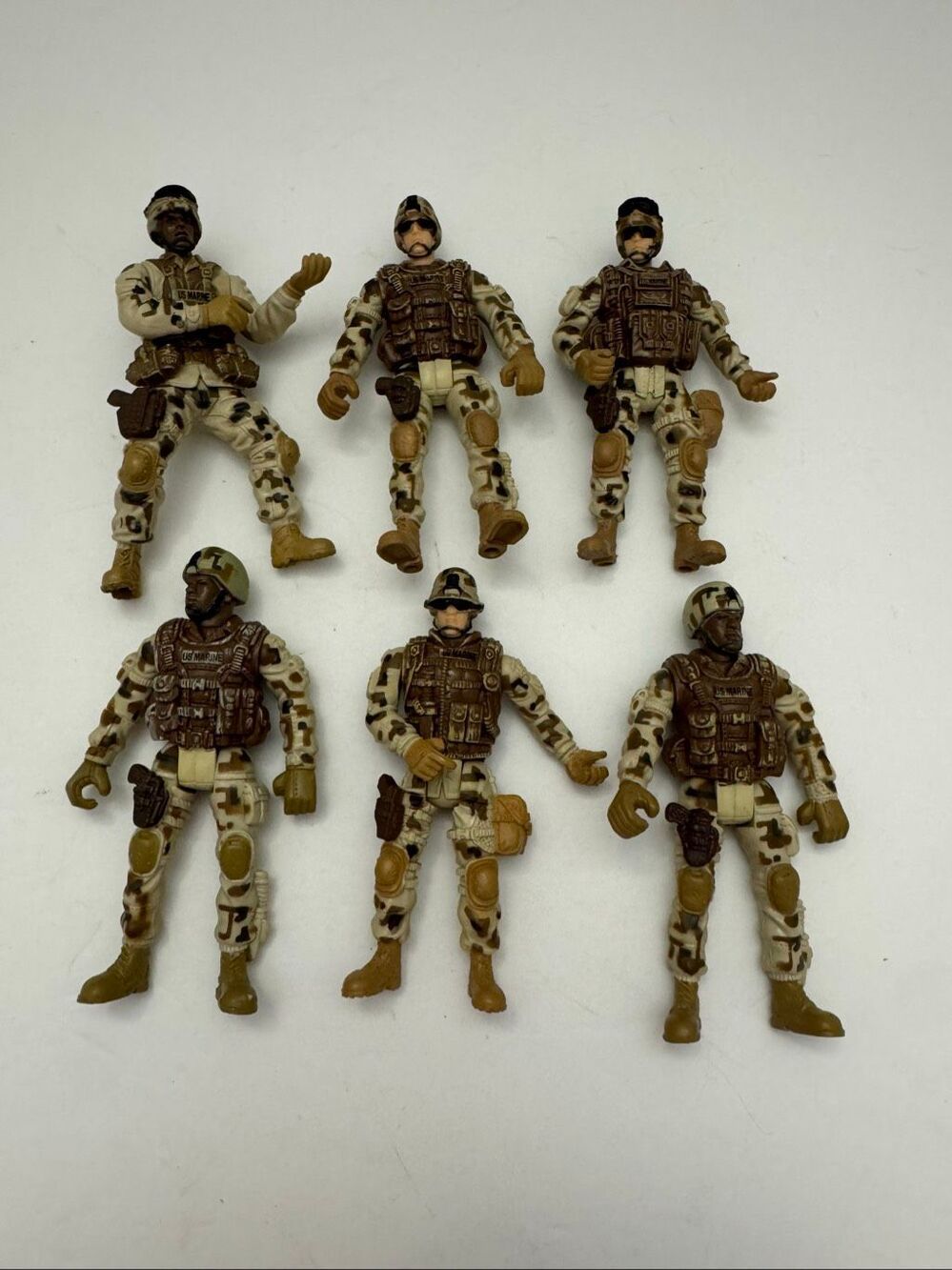 Chap Mei USMC Marines Action Figure Set Lot of 6 4” Military Posable Figures